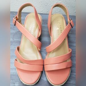 LC Lauren Conrad Coral Sandals With Wedge Heels Size 5